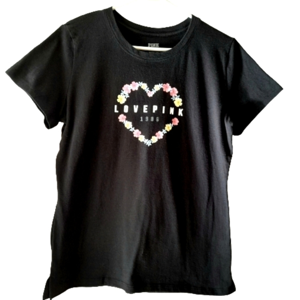 LOVE PINK T shirt black Womens Medium